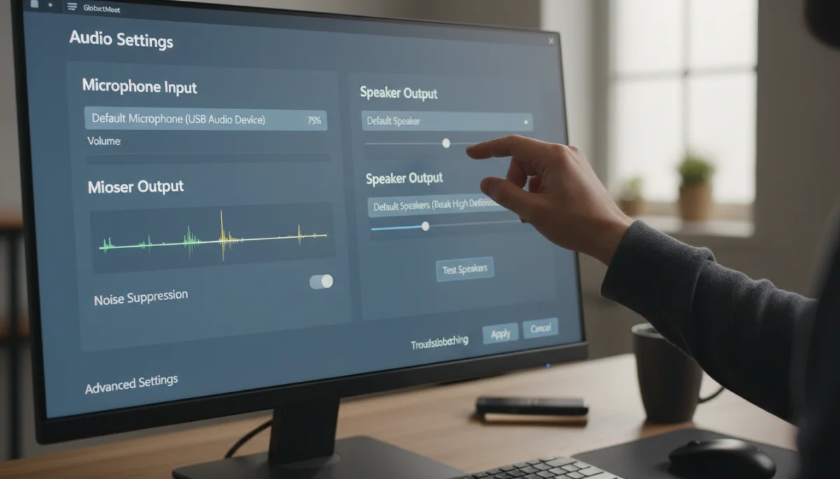 Adjusting microphone settings on a computer for video call echo reduction.