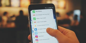 Android phone screen with many app notifications