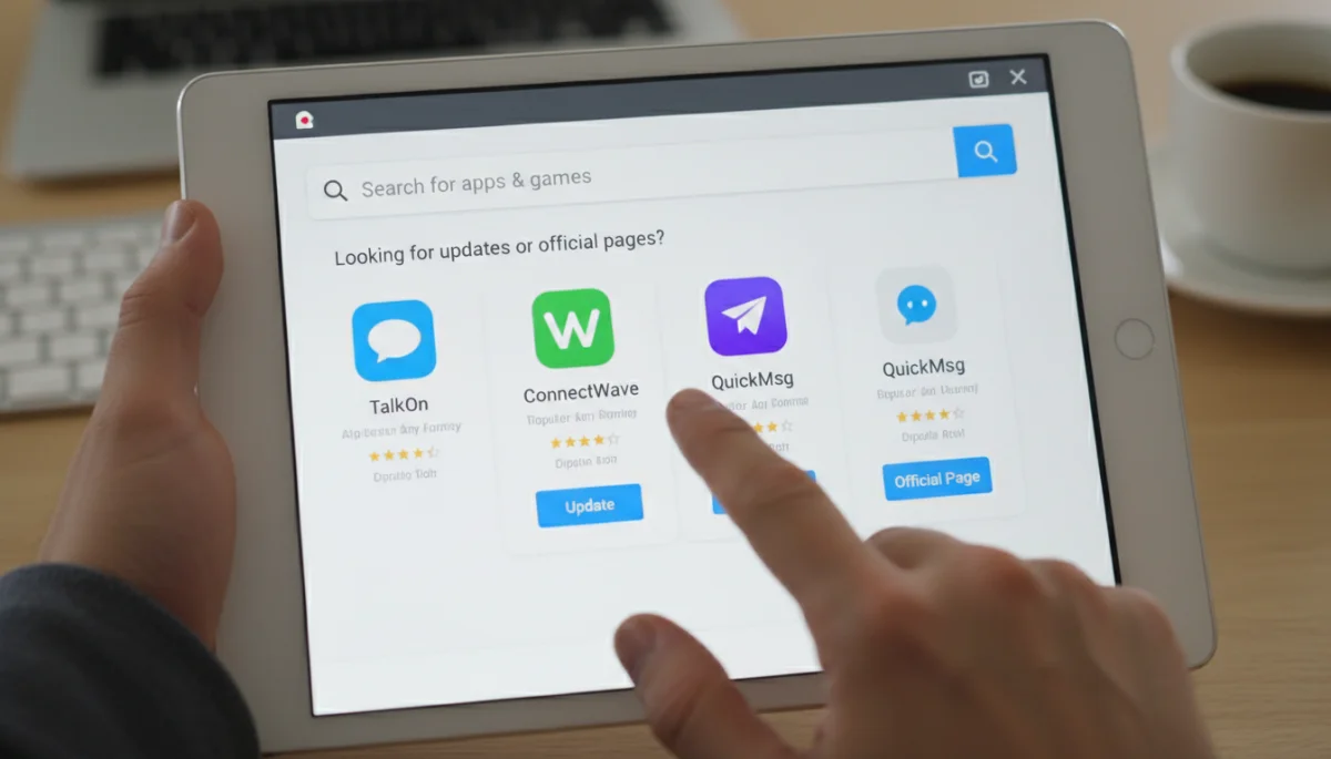 Navigating app store for communication app updates