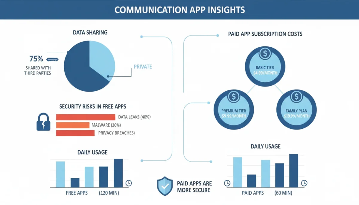 Infographic detailing communication app security and pricing models