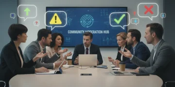 Diverse group discussing community moderation signals