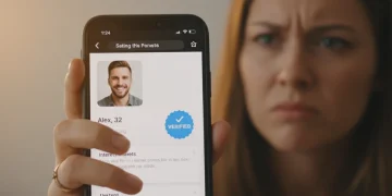 Verified badge on dating app profile, user skepticism