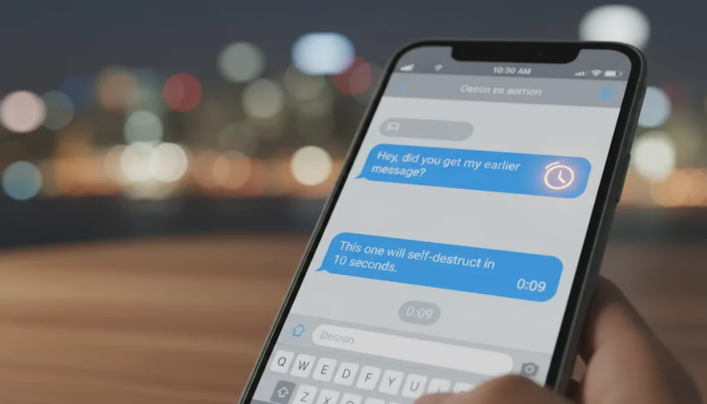 Smartphone showing disappearing message timer icon on screen
