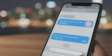 Smartphone showing disappearing message timer icon on screen