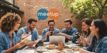 Diverse group of friends connecting at an interest-based meetup event