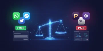 Comparing free and paid communication apps on a digital scale