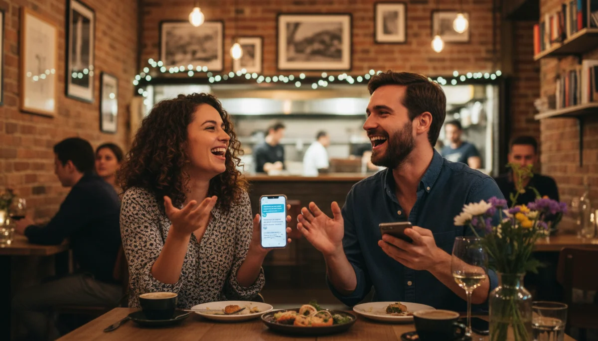 Couple enjoying a genuine conversation on a first date