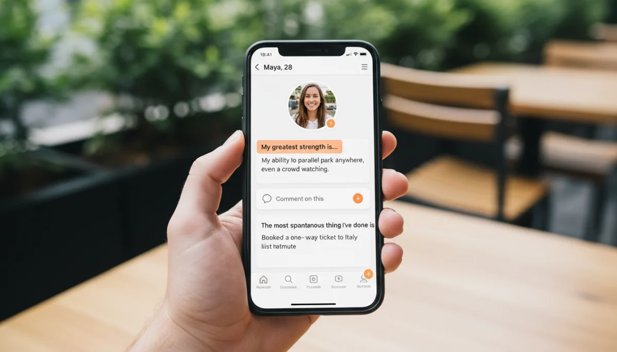 Hinge profile highlighting engaging prompts and interactive features for deeper connection