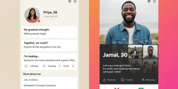 Hinge vs Tinder profile comparison showing detailed prompts and photo-centric layouts