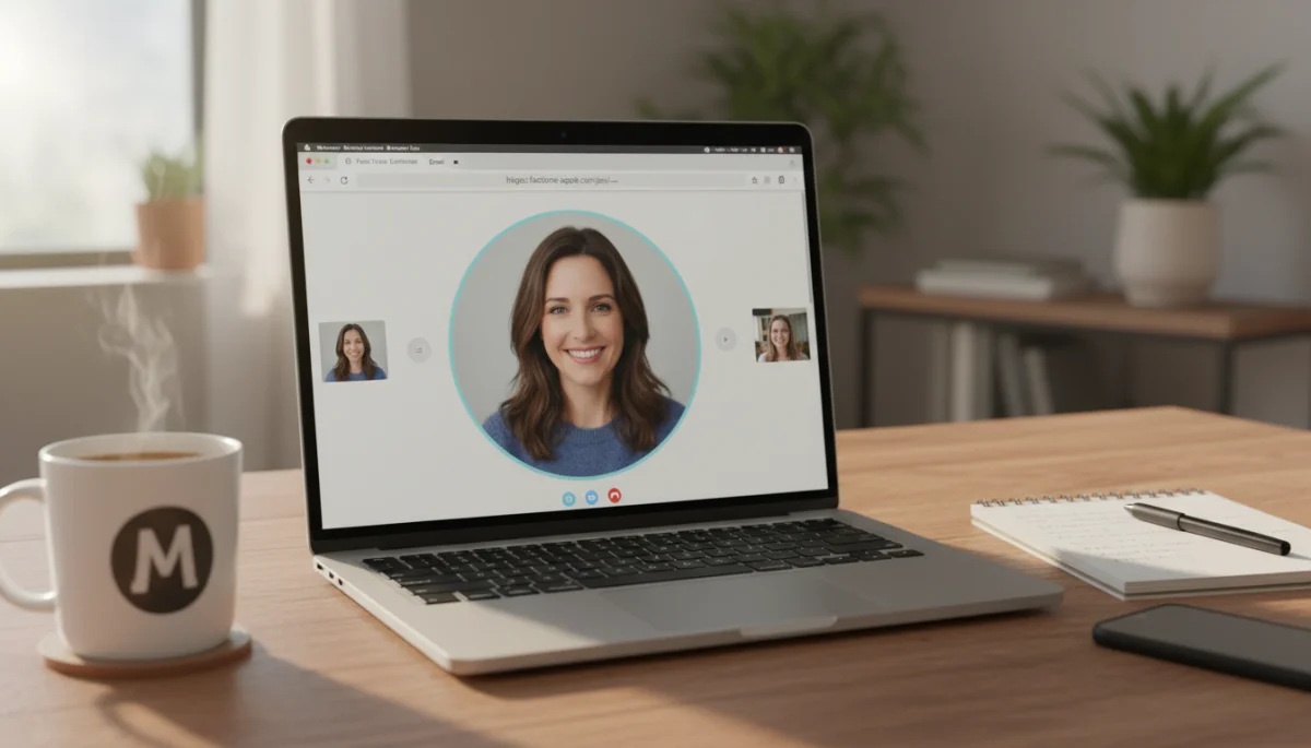 Person joining a FaceTime call via web browser on a laptop