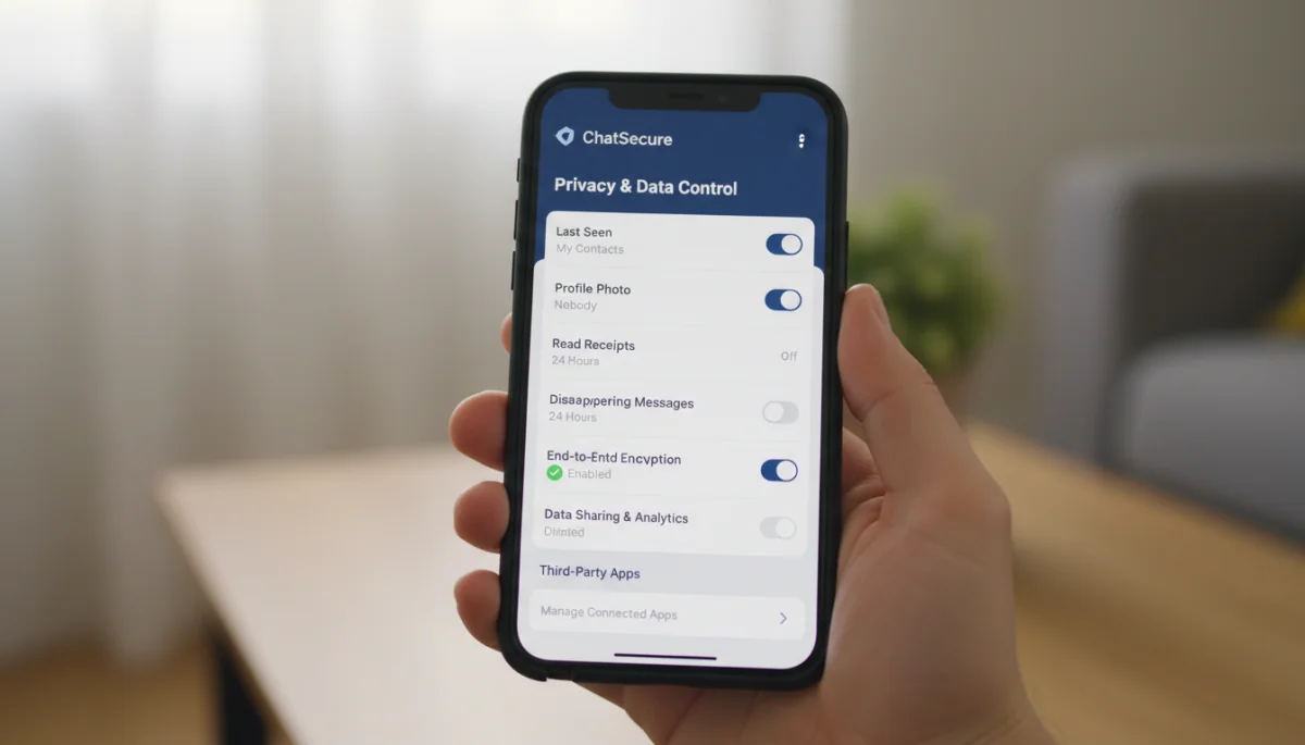 User adjusting privacy settings on a smartphone messaging app