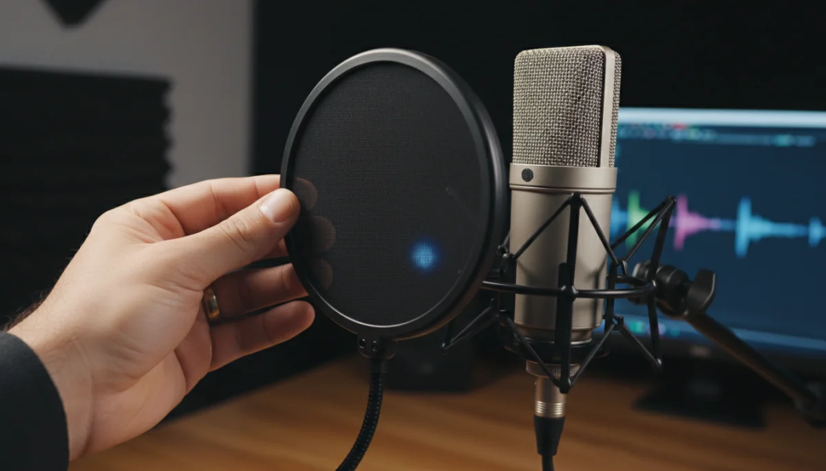 Attaching a pop filter to a microphone for better audio