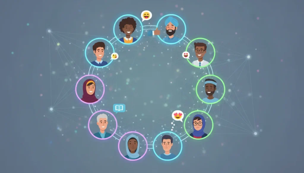Diverse avatars representing an online community with a focus on privacy