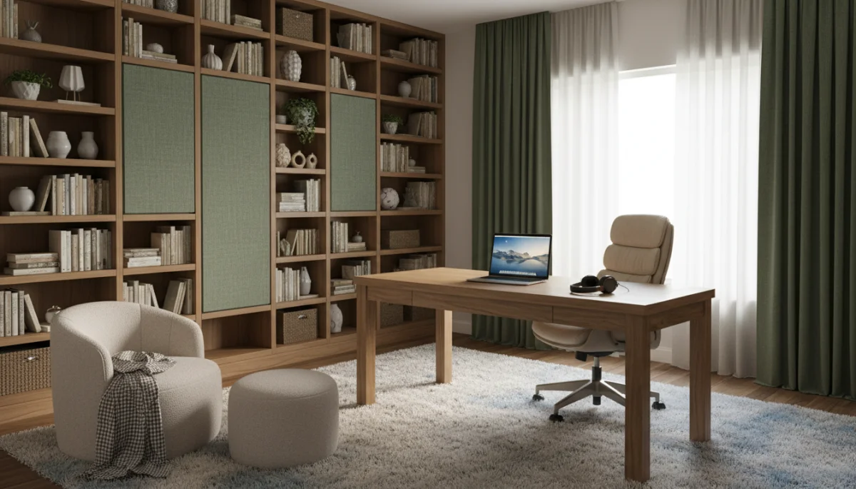 Optimized home office setup for reducing video call echo.