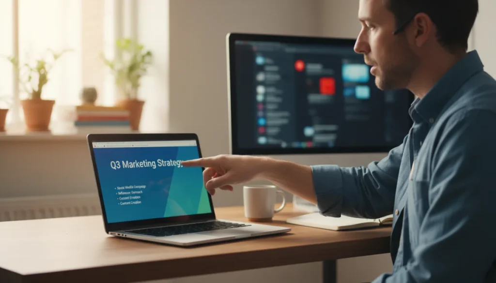 Professional presenting on screen share with hidden notifications