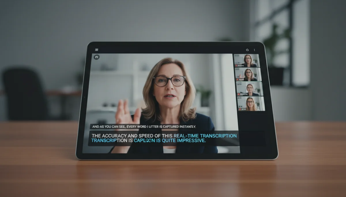 Real-time transcription during a video conference call