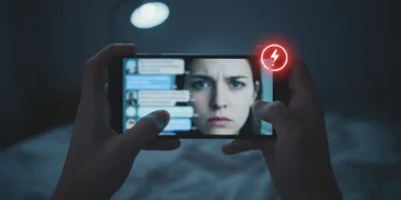 Smartphone displaying a harassment report on an app, emphasizing digital safety