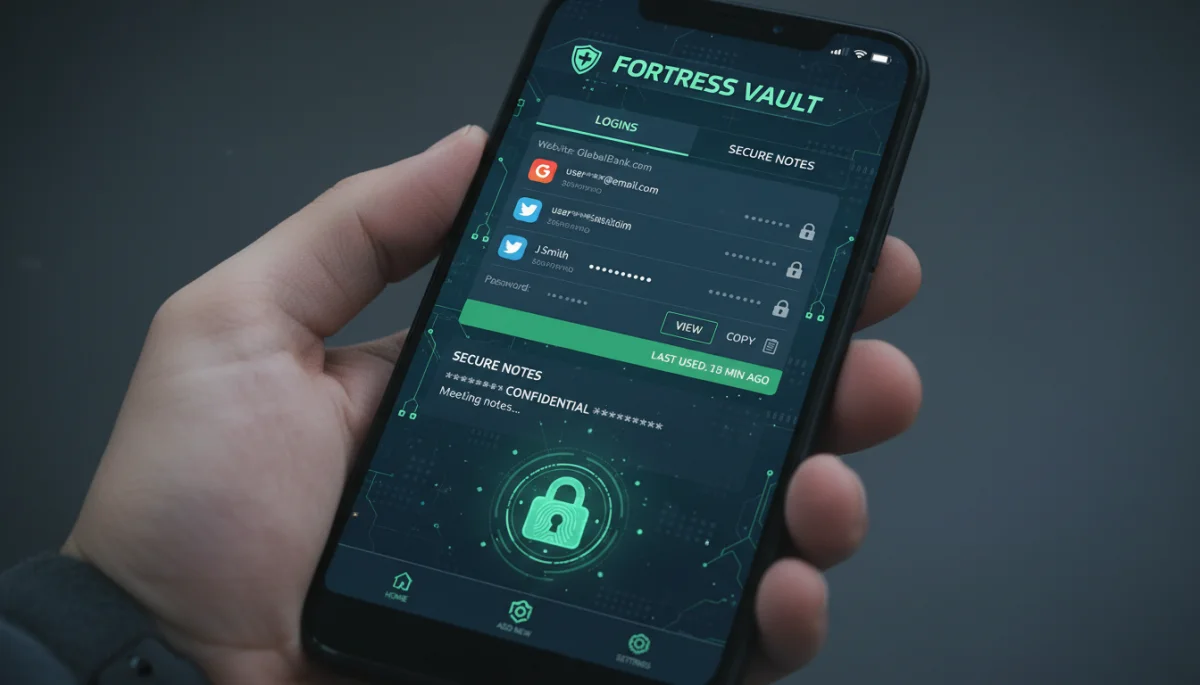 Secure password manager on smartphone screen