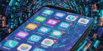 Smartphone showing communication app update notifications
