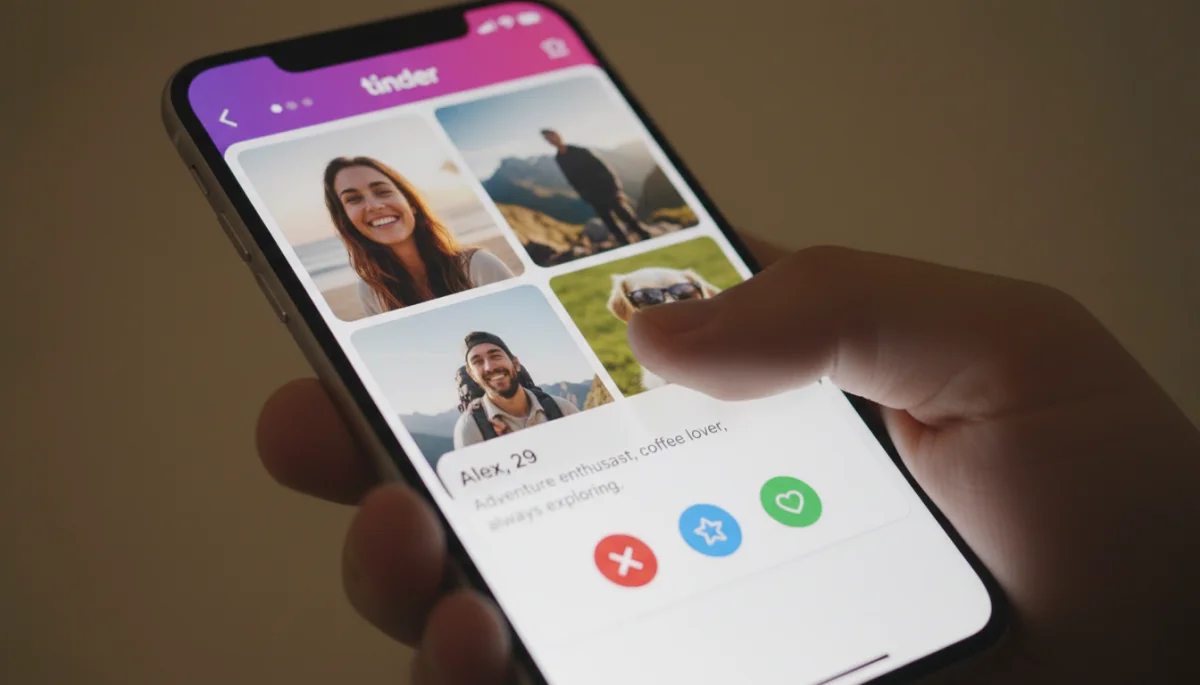 Tinder profile emphasizing visual appeal and rapid photo-based swiping decisions