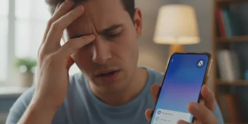 Frustrated user troubleshooting app notification issues on a smartphone