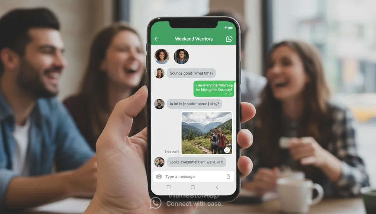 Casual group communication on WhatsApp with shared media