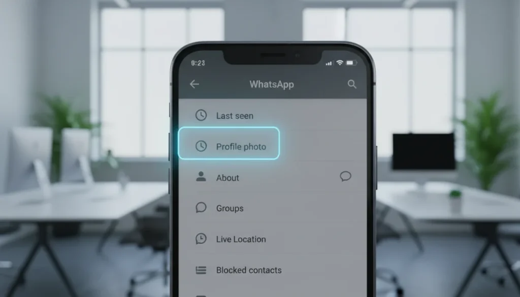 WhatsApp privacy settings on a smartphone screen
